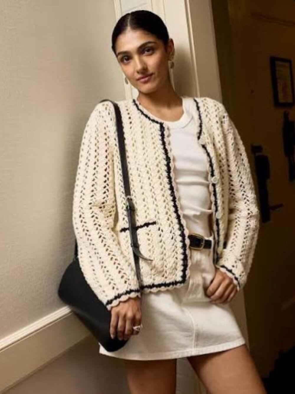 Alex Mill cream crochet Ella cardigan, size S